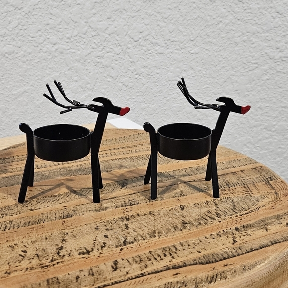 Mud Pie Reindeer 2 PC Tealight Candle Holders - Picture 5 of 5